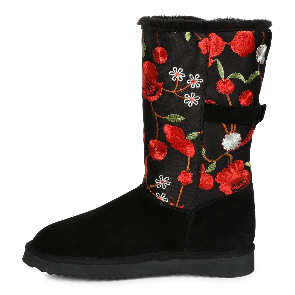 Saint G Buckle Decorative Suede Leather Snug Boots