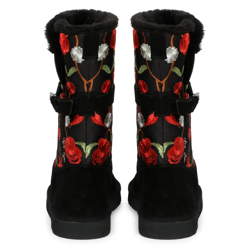 Saint G Buckle Decorative Suede Leather Snug Boots