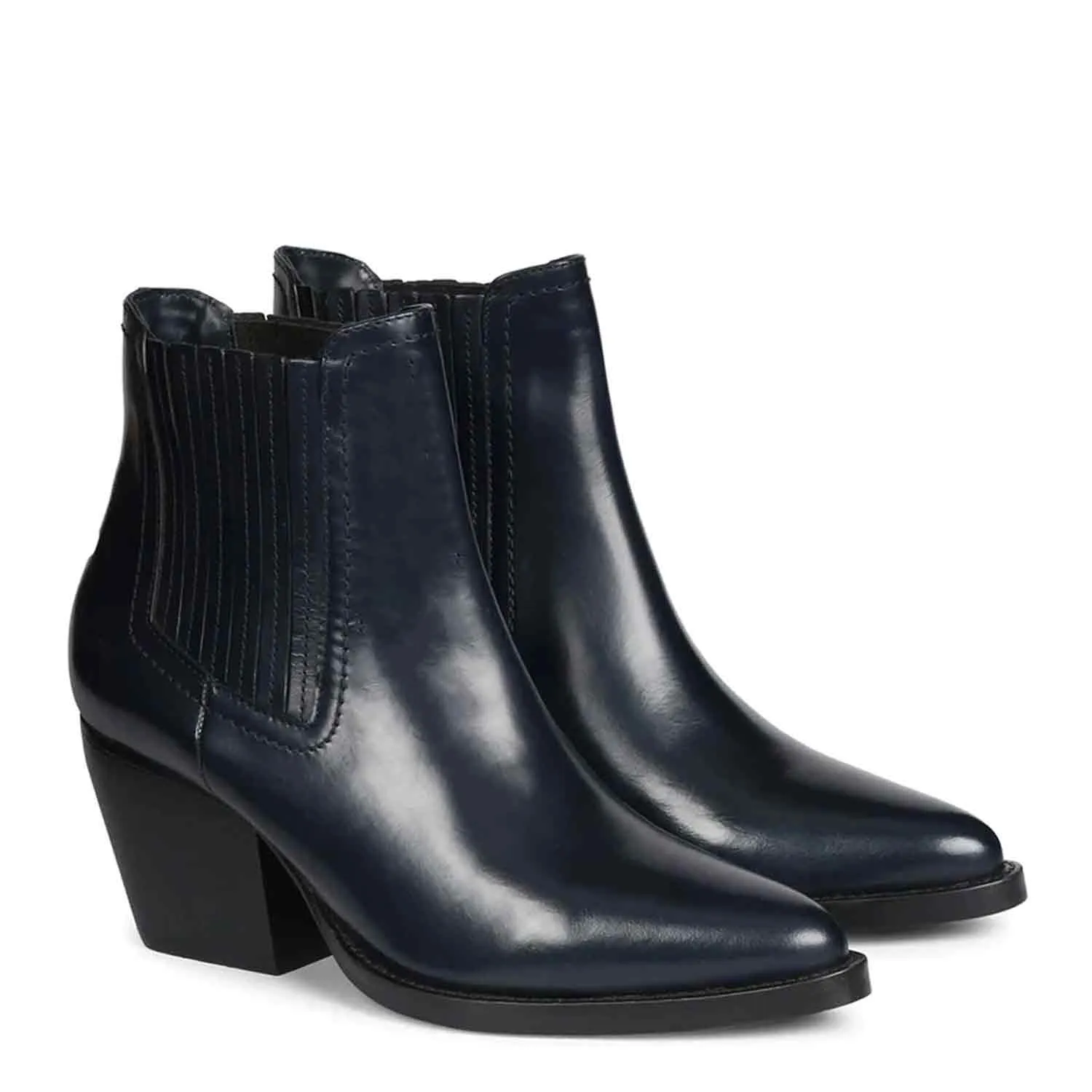 Saint Helena Blue Shiny Patent Leather Chelsea Boots