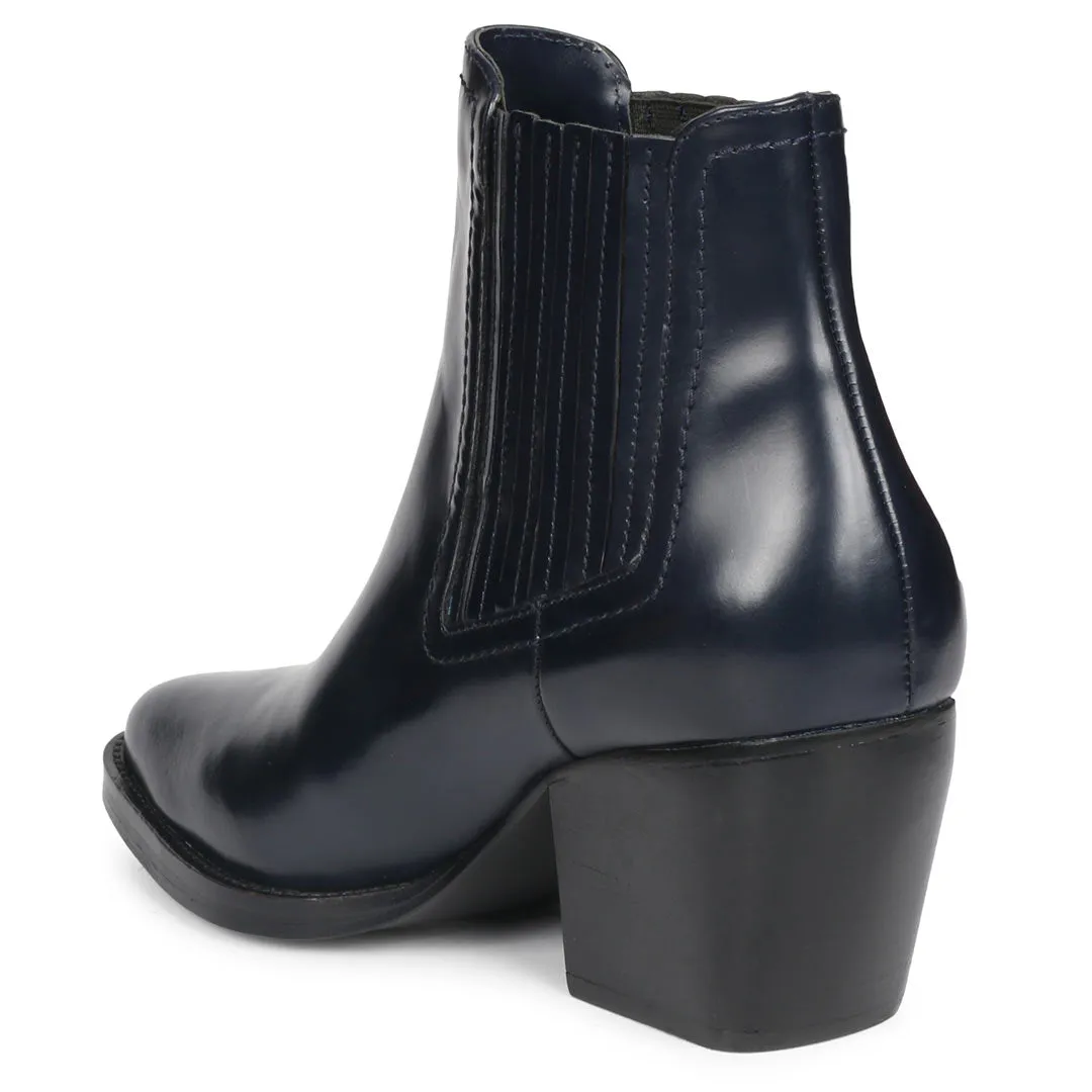 Saint Helena Blue Shiny Patent Leather Chelsea Boots