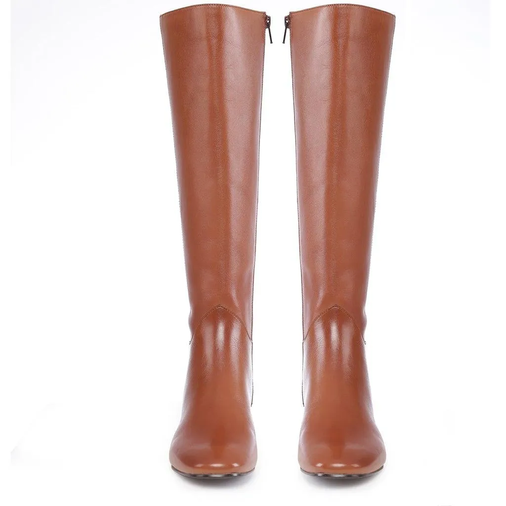 Saint Ivanna Tan Leather Knee High Boots