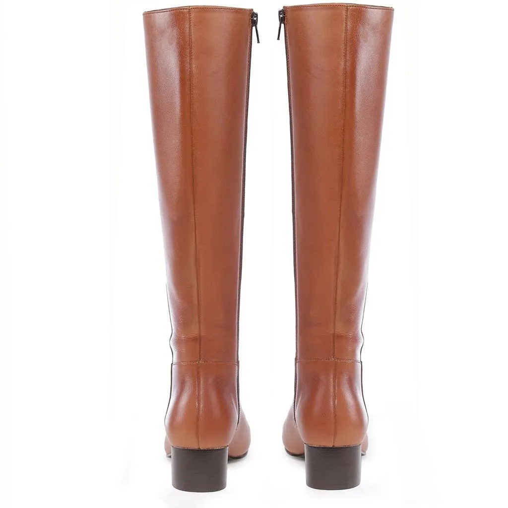 Saint Ivanna Tan Leather Knee High Boots