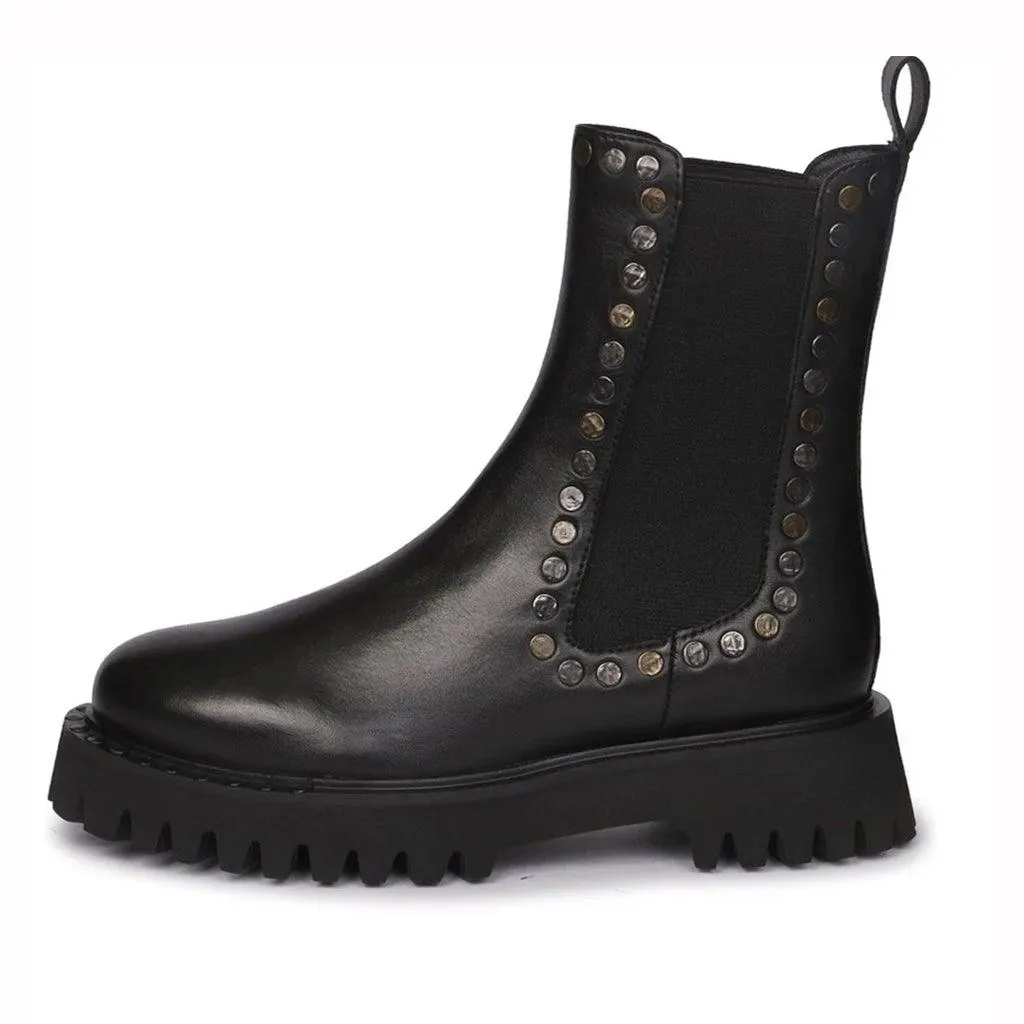 Saint Jessica Metal Studded High Ankle Leather Boots