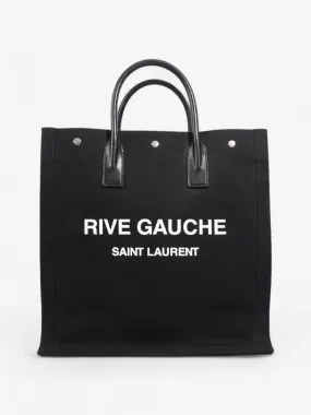 Saint Laurent Rive Gauche Tote Bag Black / White Canvas