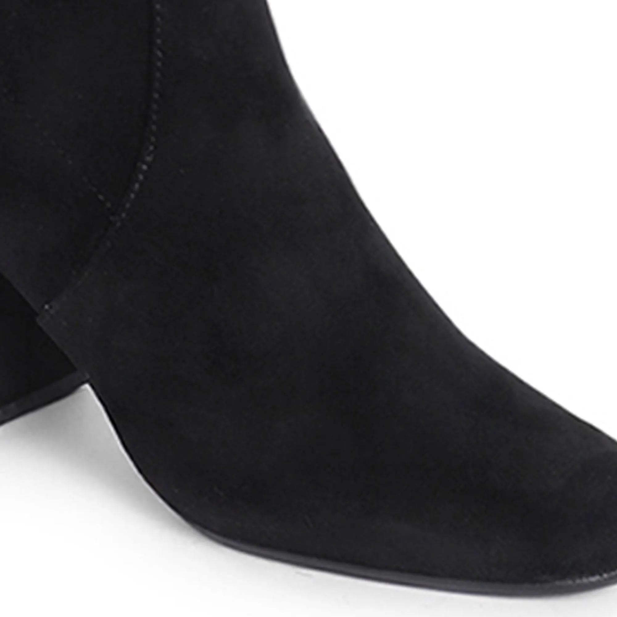 Saint Luisa Black Stretch Suede Above The Knee Boots