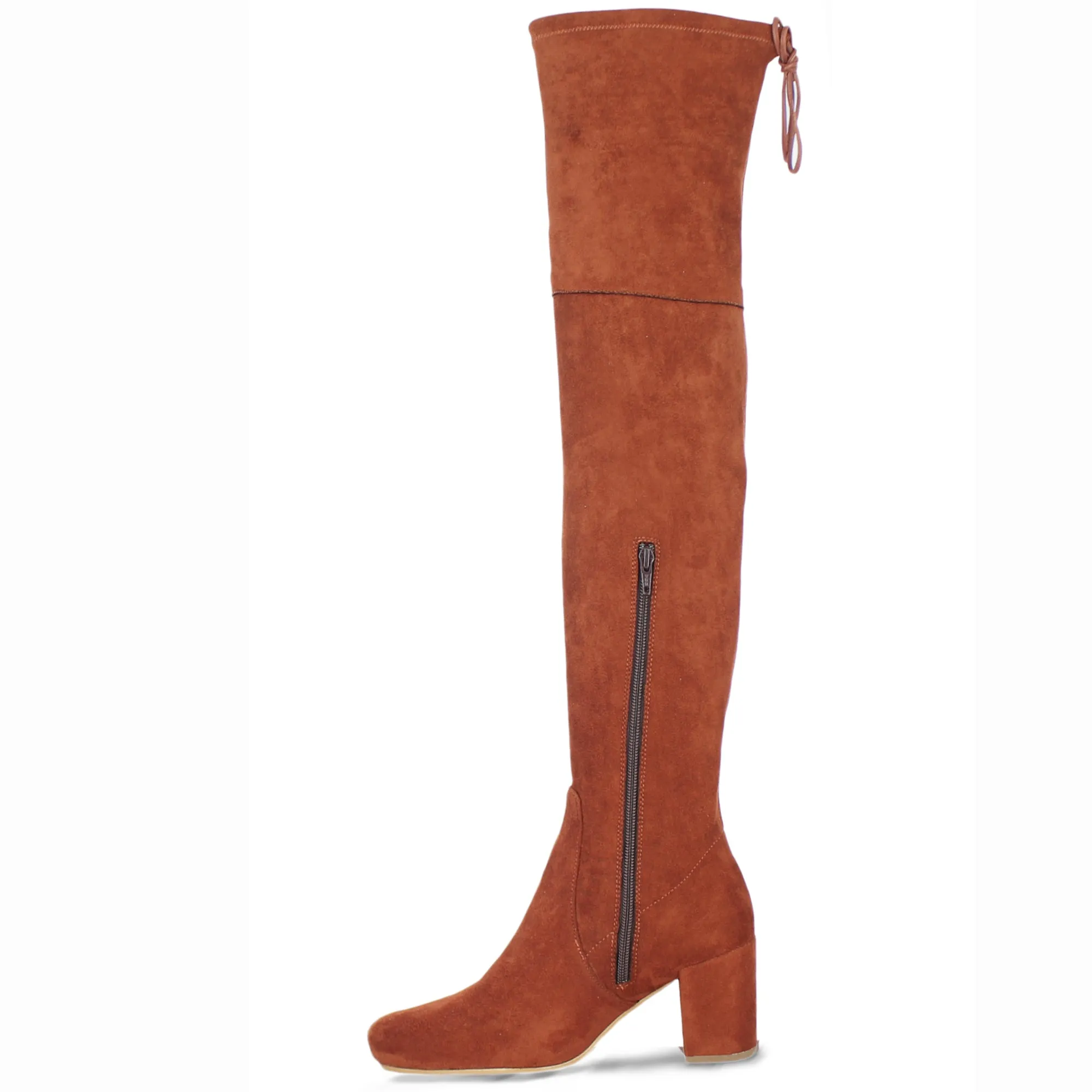 Saint Luisa Tan Stretch Suede Above The Knee Boots