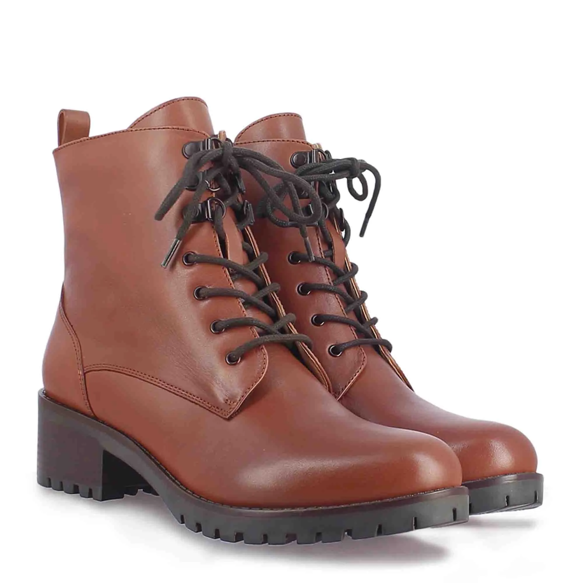 Saint Moira Tan Leather Lace up Ankle Boots