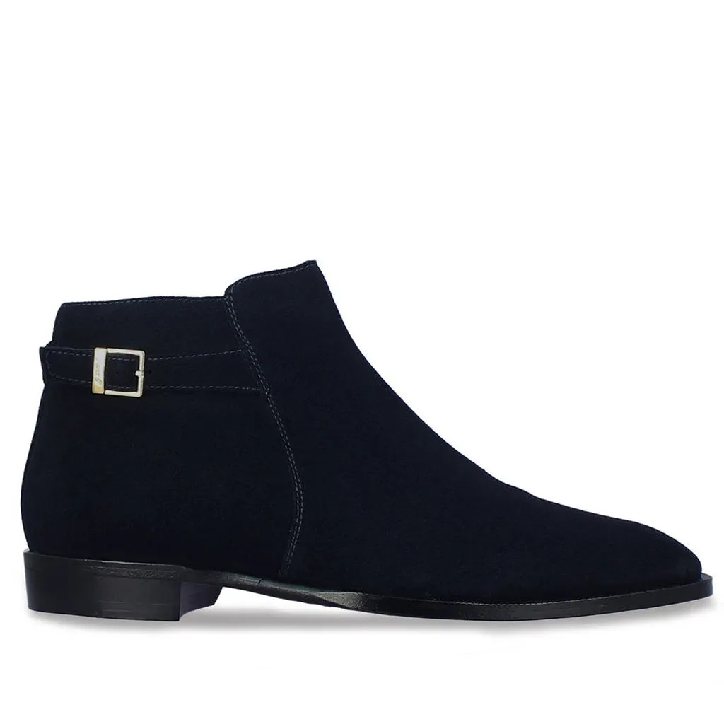 Saint Moreno Navy Suede Leather Ankle Boots