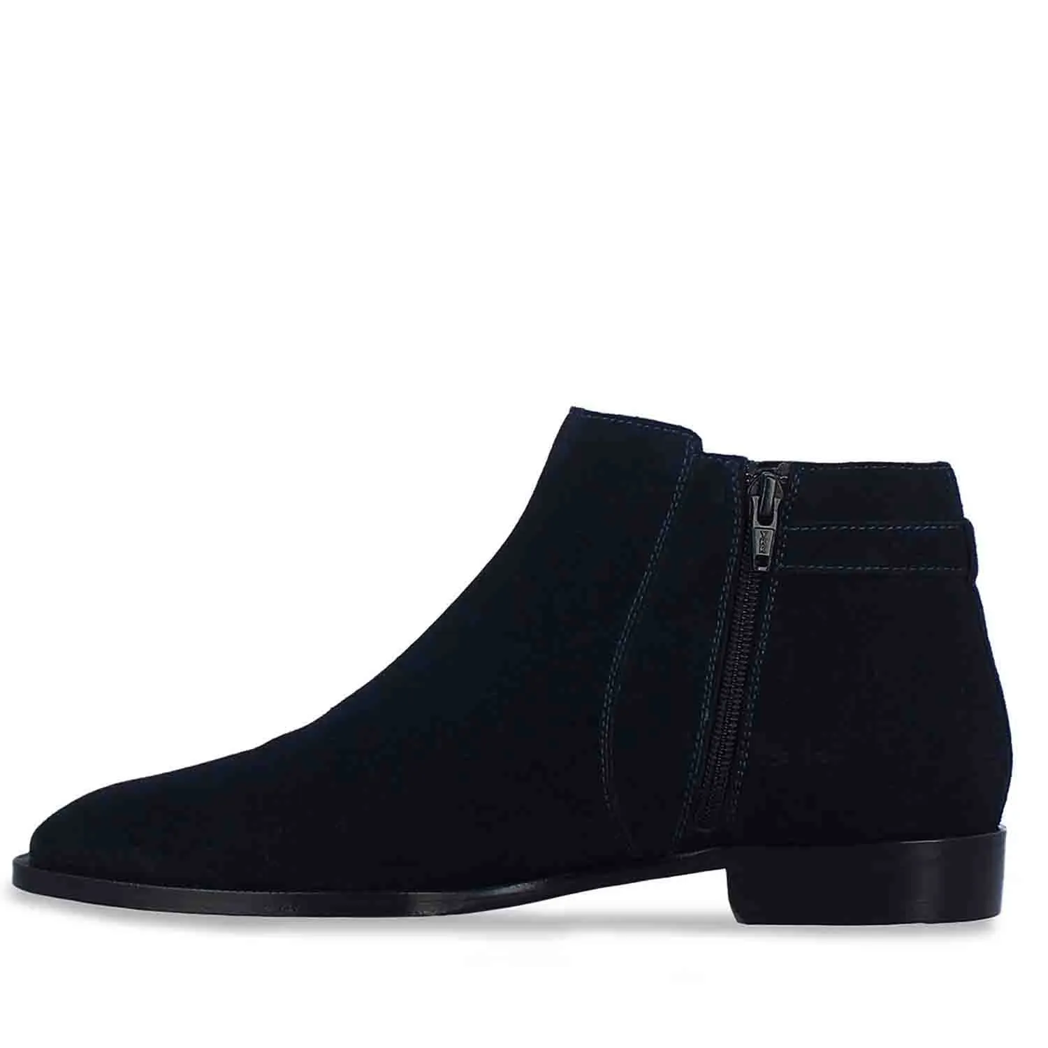 Saint Moreno Navy Suede Leather Ankle Boots