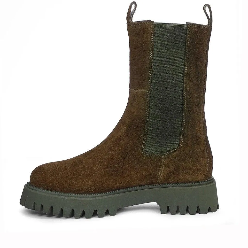 Saint Paolina Bosco Green Suede Leather Boots