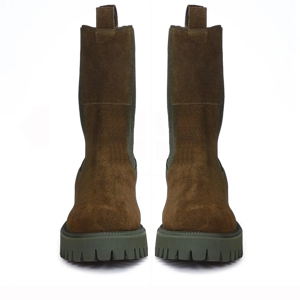 Saint Paolina Bosco Green Suede Leather Boots