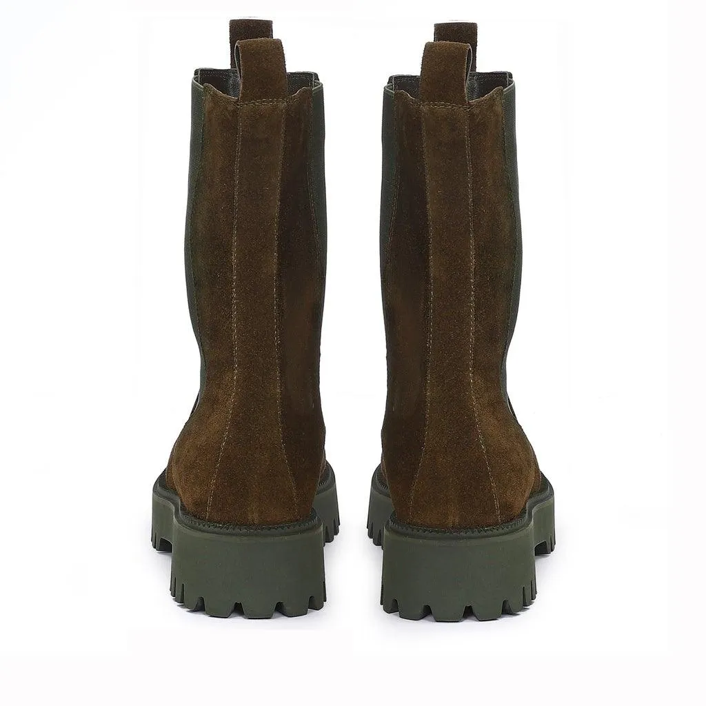 Saint Paolina Bosco Green Suede Leather Boots