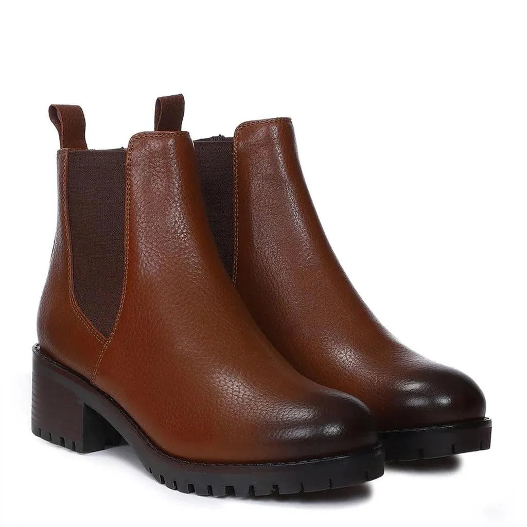 Saint Sophia Brown Leather Ankle Boots