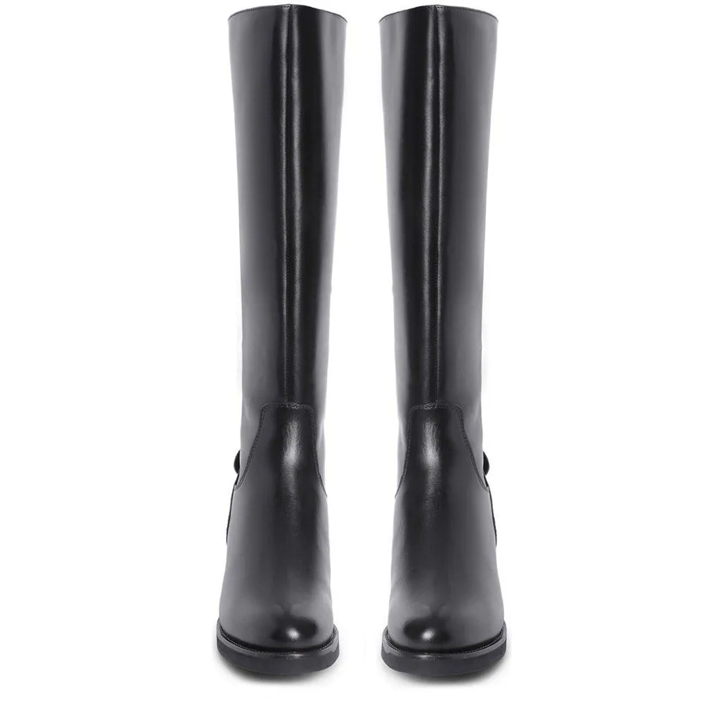 Saint Stella Black Leather Knee High Boots