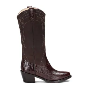 Saint Trinity Brown Patent Leather cowboy Calf Boots