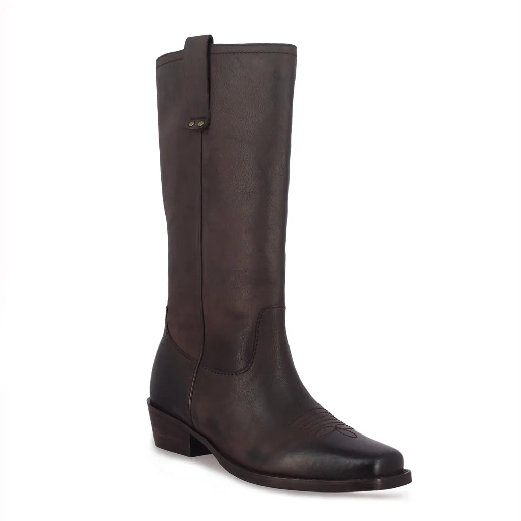 Saint Valery Brown Leather Cowboy Calf Boots