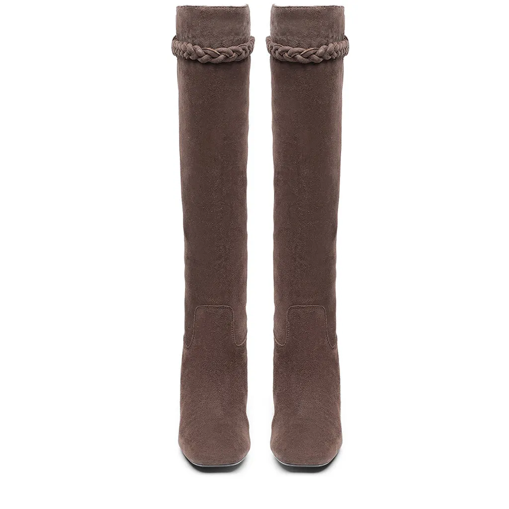 Saint Zinon Brown Suede Leather knee High boots