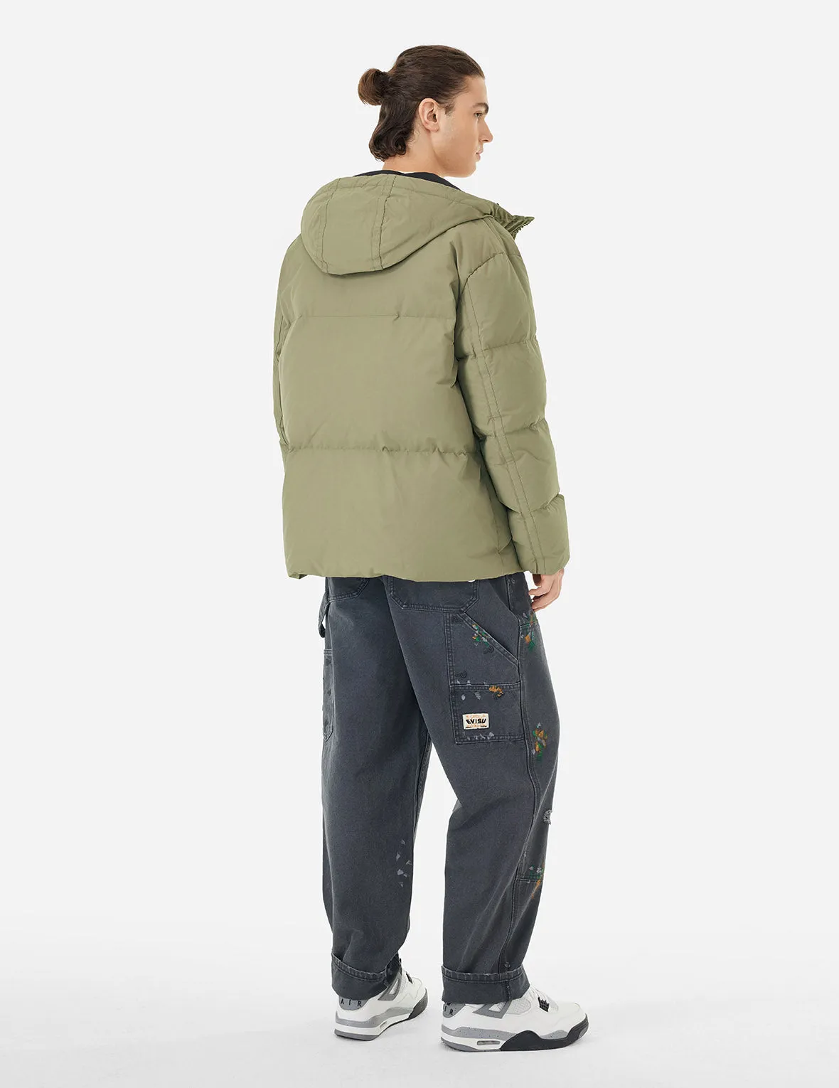 Seagull Embroidery Loose Fit Down Jacket