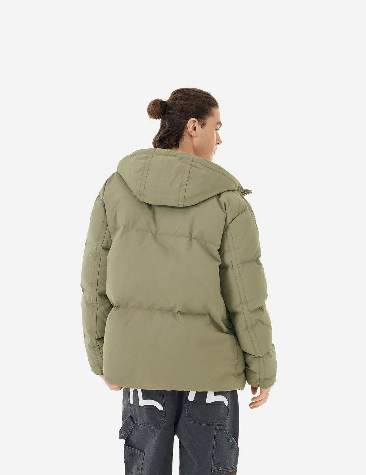 Seagull Embroidery Loose Fit Down Jacket