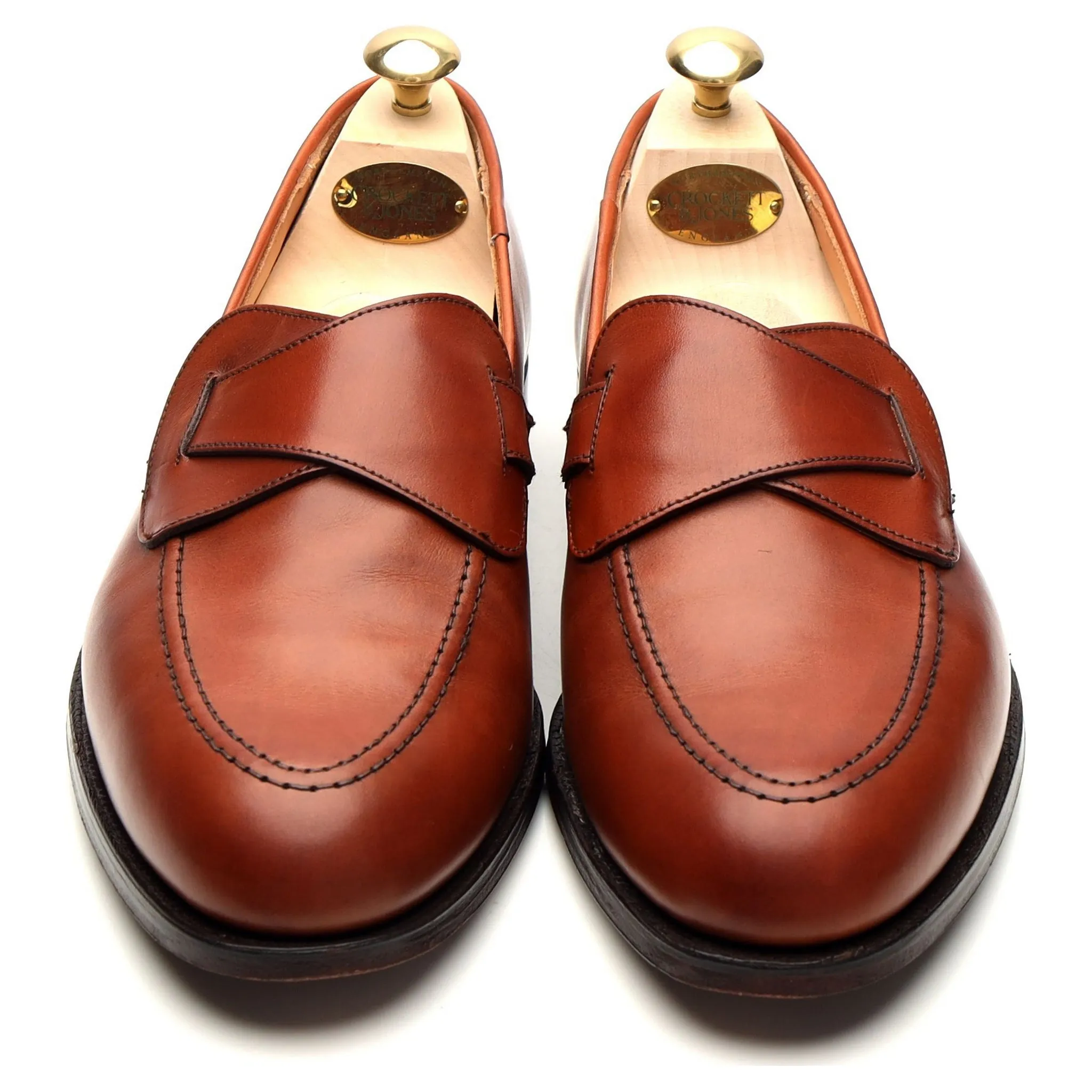 'Selby' Tan Brown Leather Butterfly Loafers UK 8.5 E