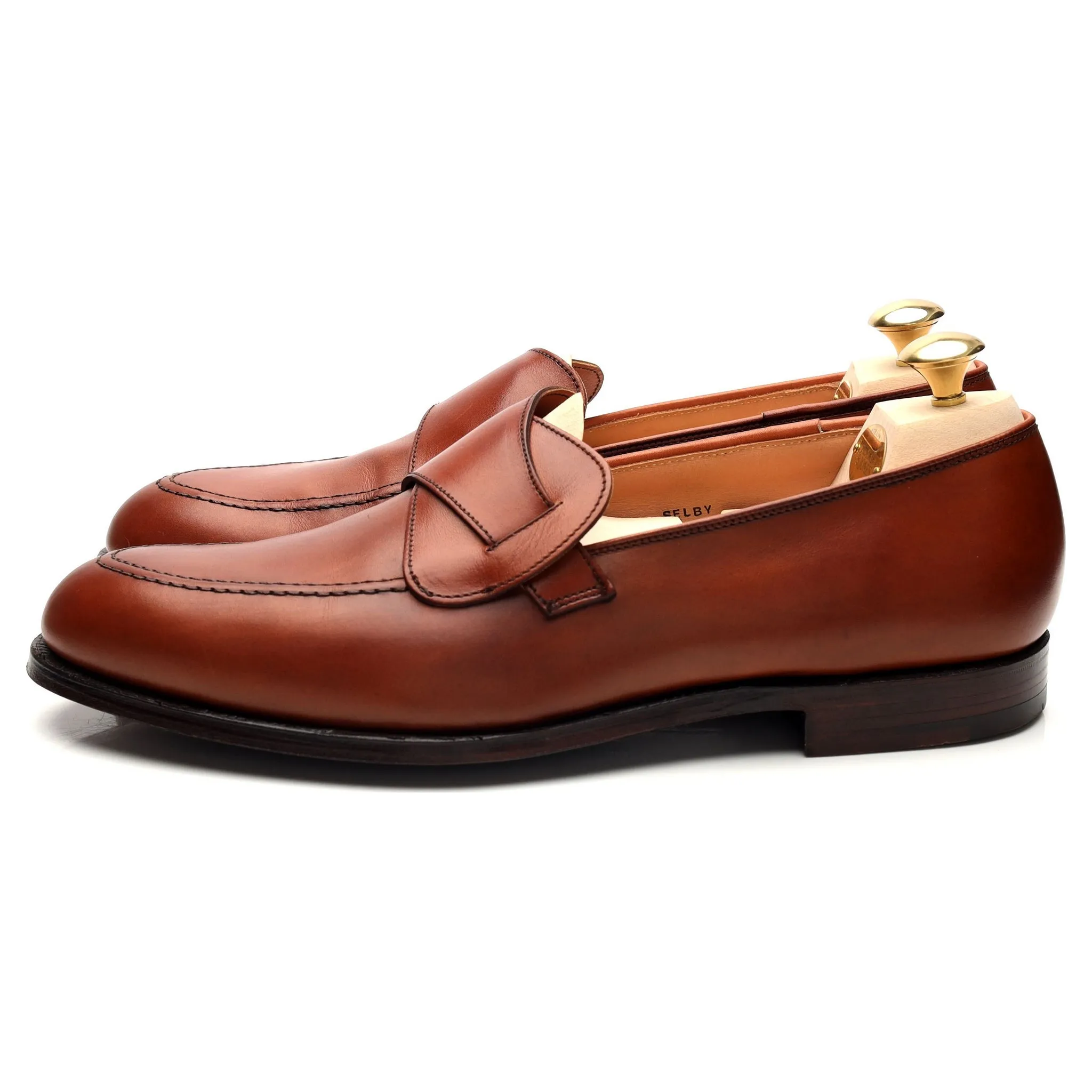 'Selby' Tan Brown Leather Butterfly Loafers UK 8.5 E