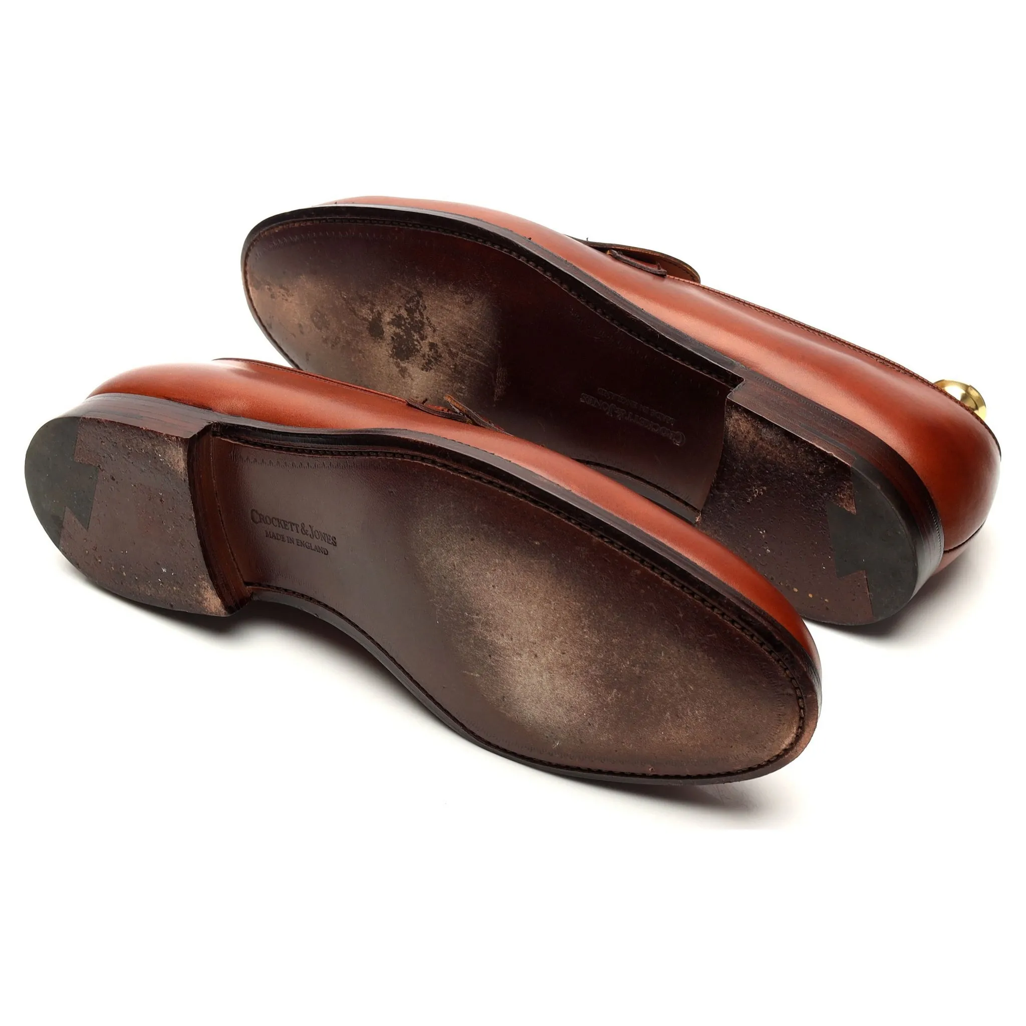 'Selby' Tan Brown Leather Butterfly Loafers UK 8.5 E