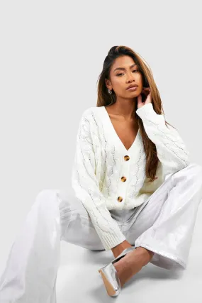 Sequin Cable Knit Cardigan