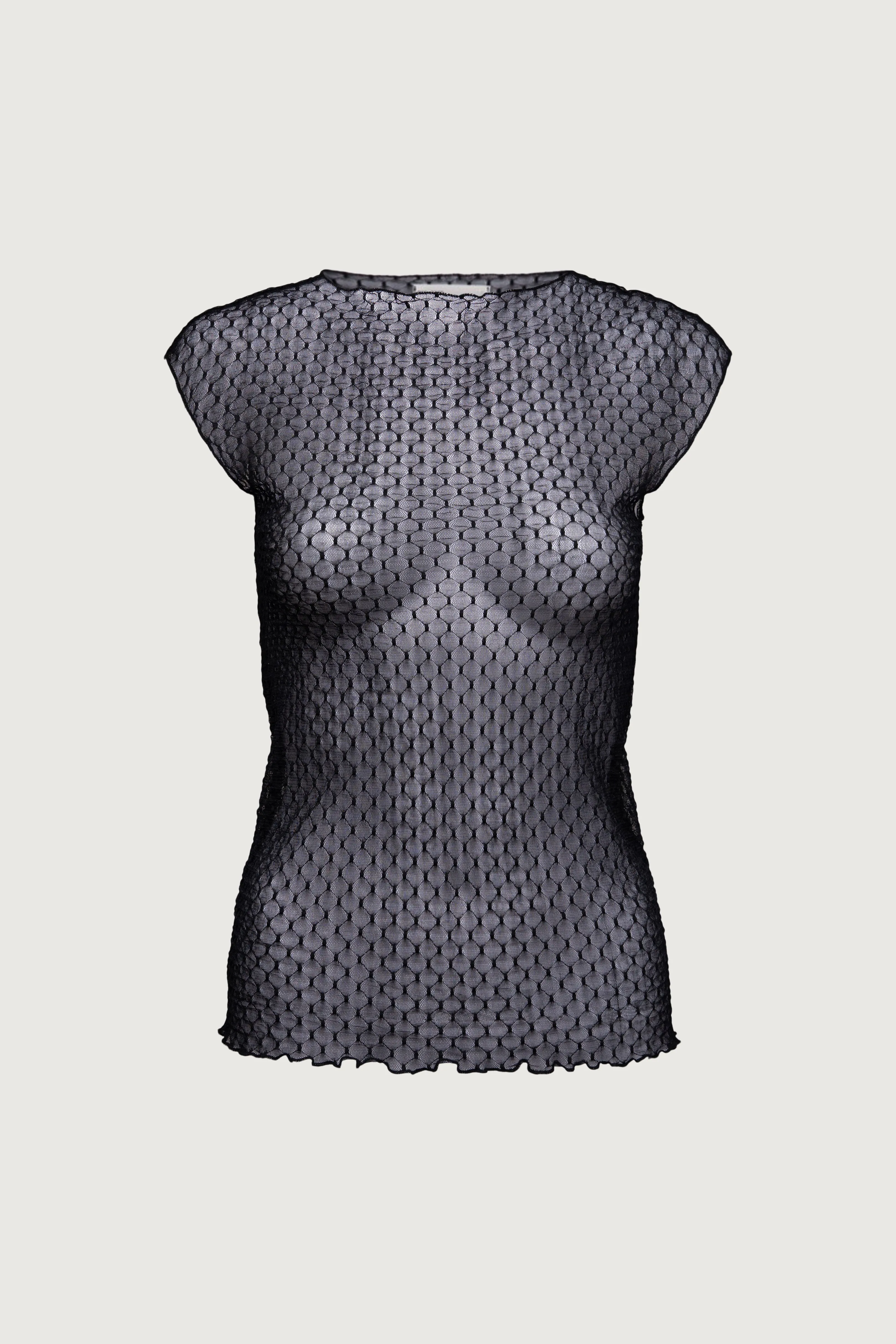 SLEEVELESS DOTTED MESH TOP