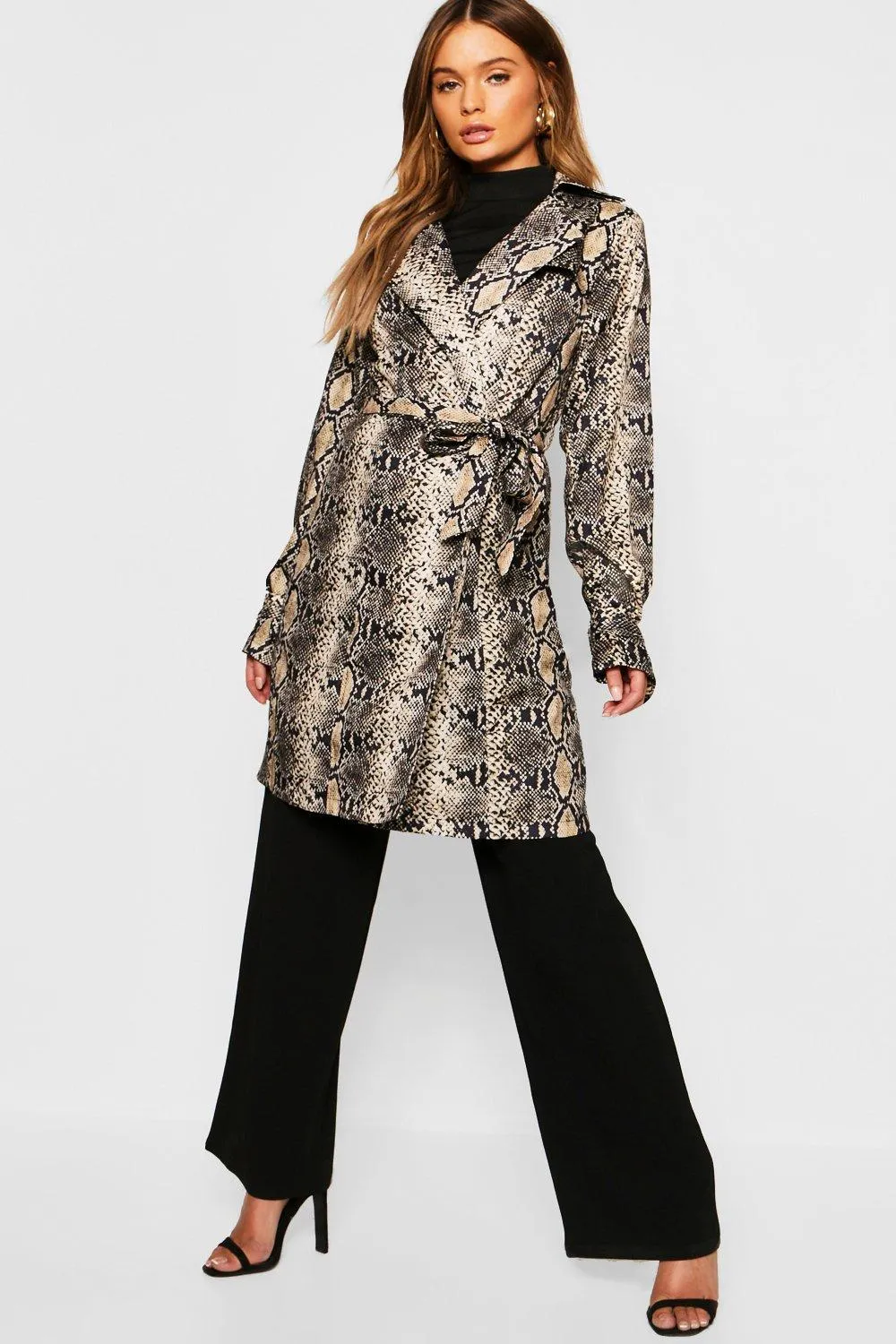 Snake Print Trench Coat