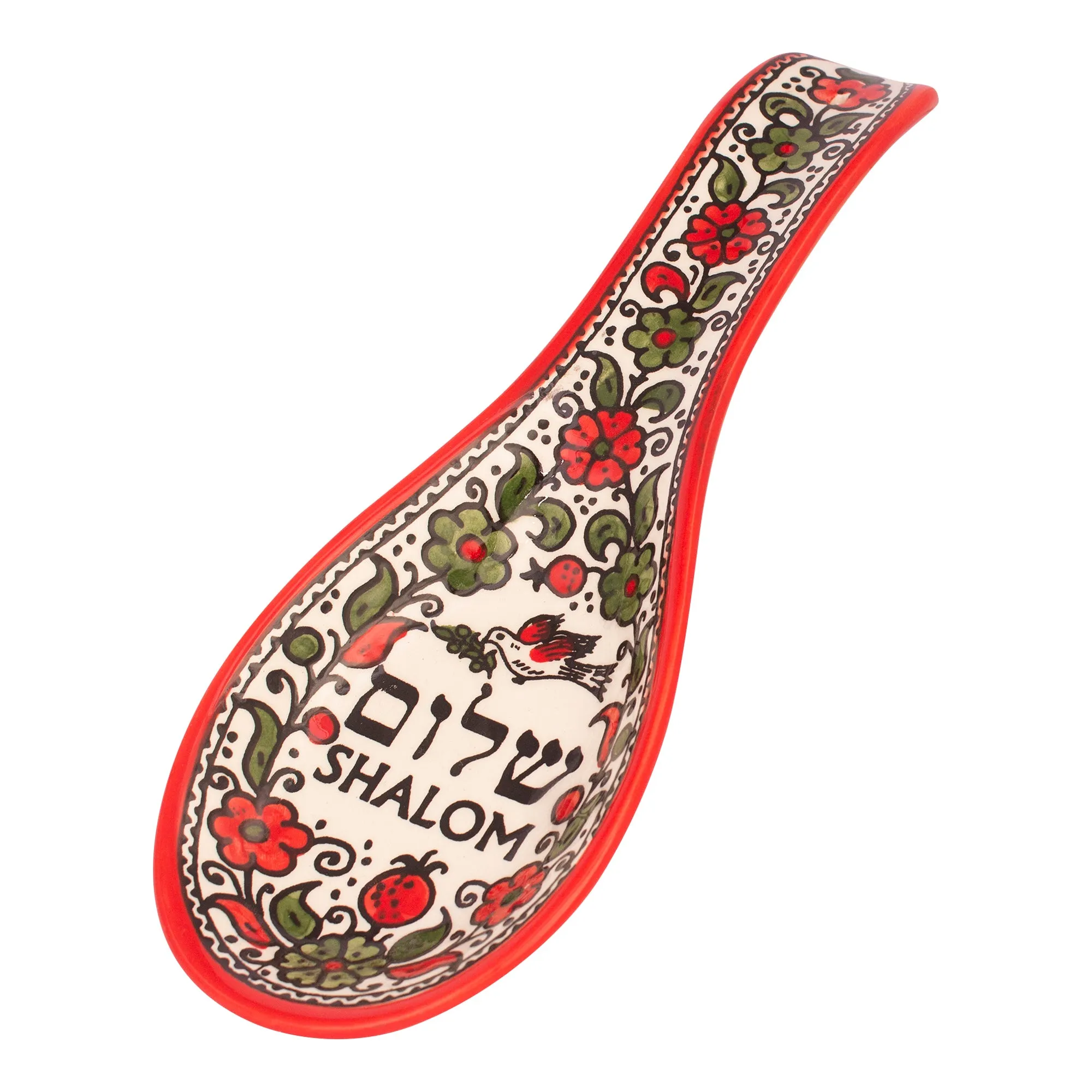 Spoon Shaped Bowl Pottery Red Shalom Décor Armenian Ceramic Hand made 10/25cm