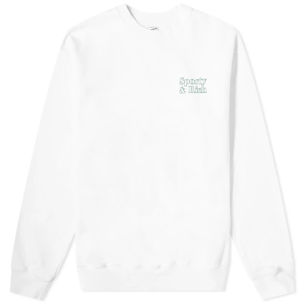 Sporty & Rich Fun Logo Crew SweatWhite & Jolly Green