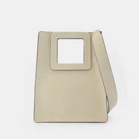 Staud  Shirley Tall Leather Tote Bag in Cream Leather