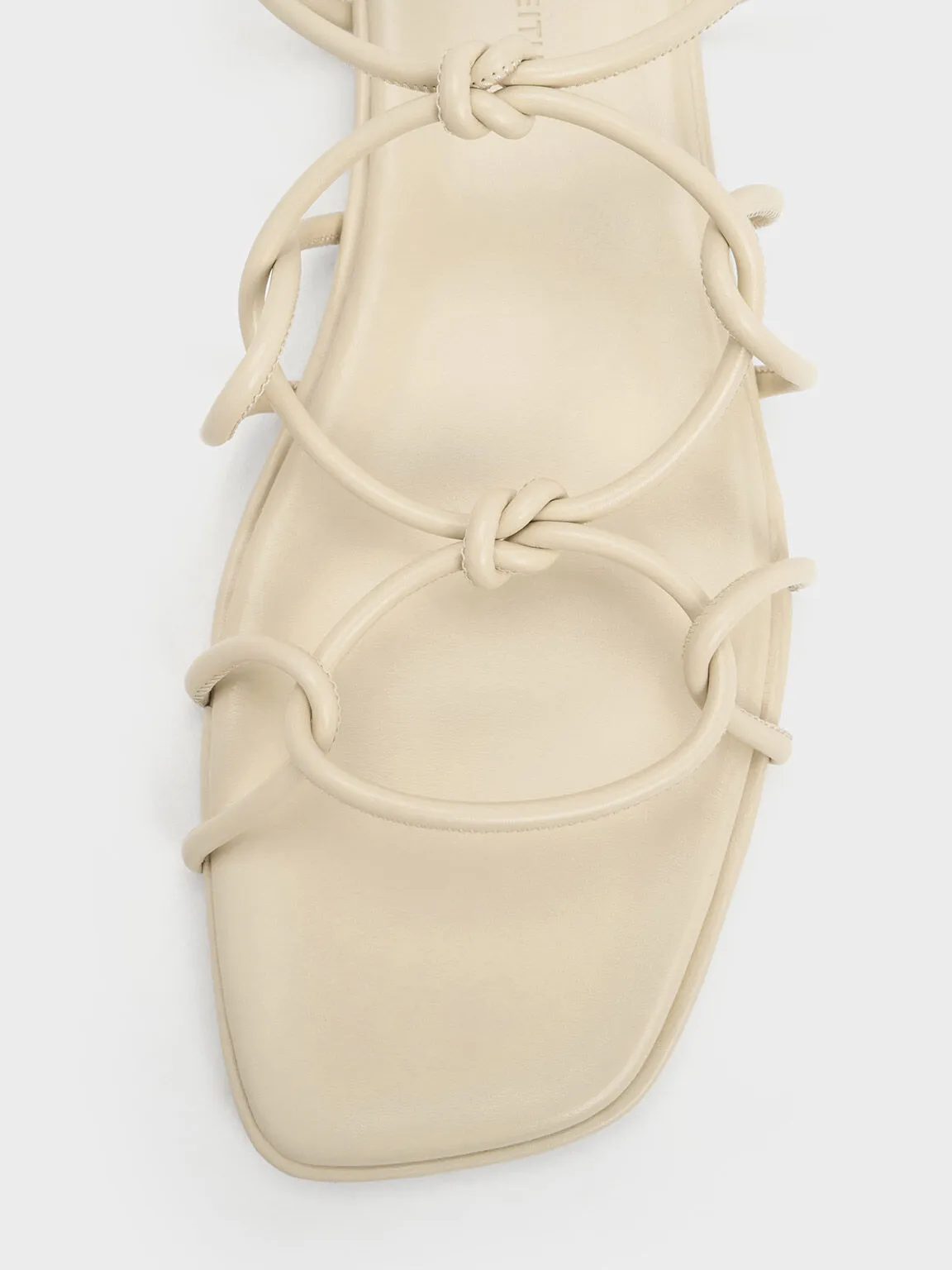 Strappy Knotted Tie-Around Sandals - Beige