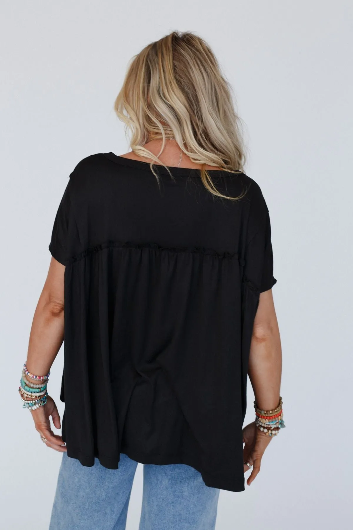 Sunday Morning Babydoll Top - Black