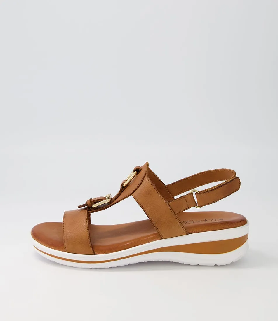 SUPERSOFT Tomtion New Tan Leather Sandals Ws