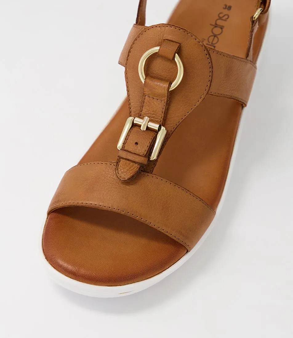 SUPERSOFT Tomtion New Tan Leather Sandals Ws