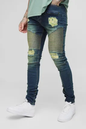 Tall Skinny Stretch Ripped Distressed Biker Jeans