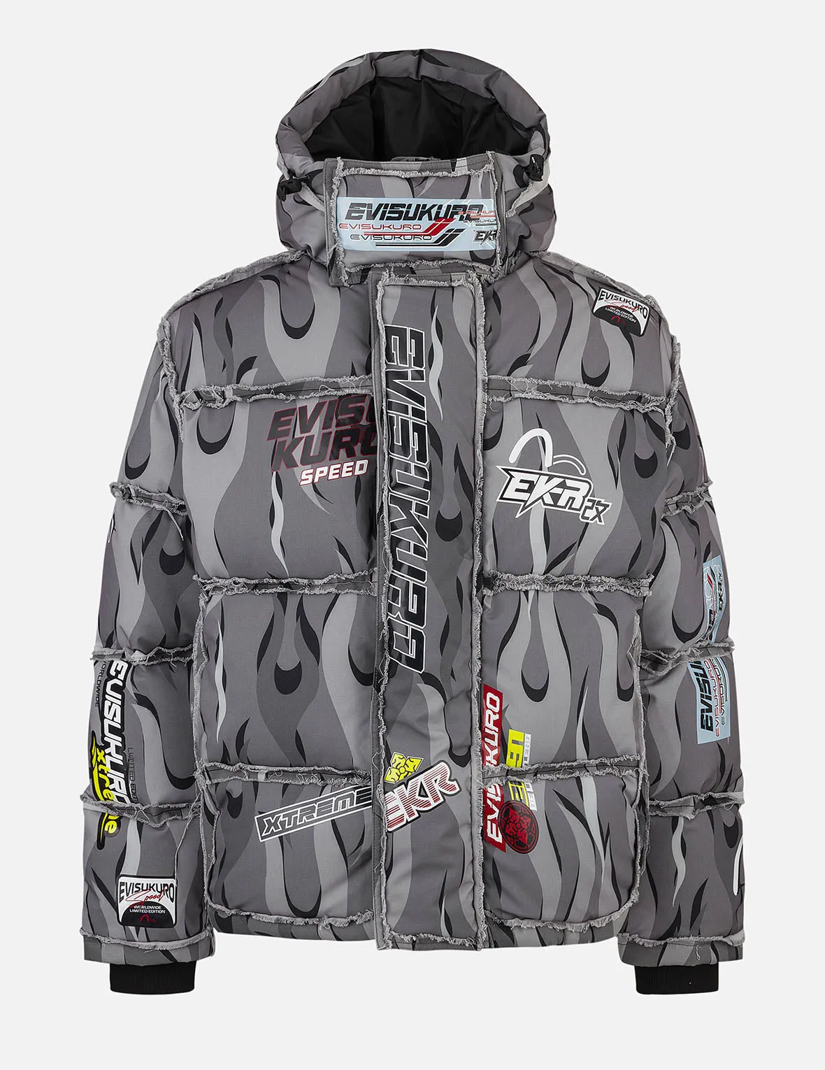 Tear-Away Racing Camouflage Oversized Down Jacket