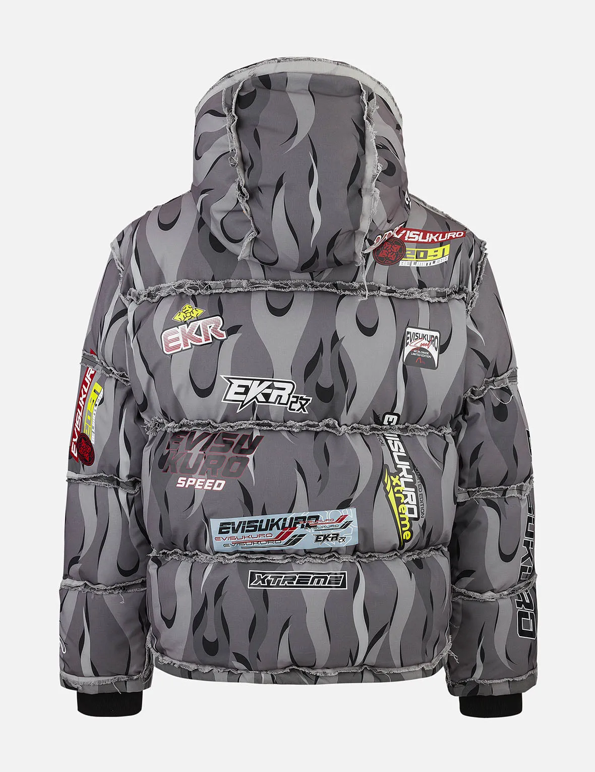 Tear-Away Racing Camouflage Oversized Down Jacket