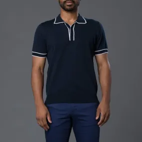 Tipped Polo - Navy/White