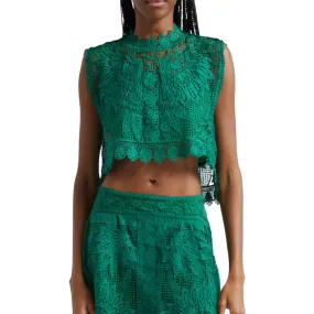 TOUCAN GUIPURE SLEEVELESS TOP GREEN