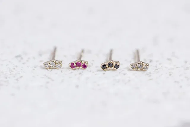 Trio studs pink sapphire