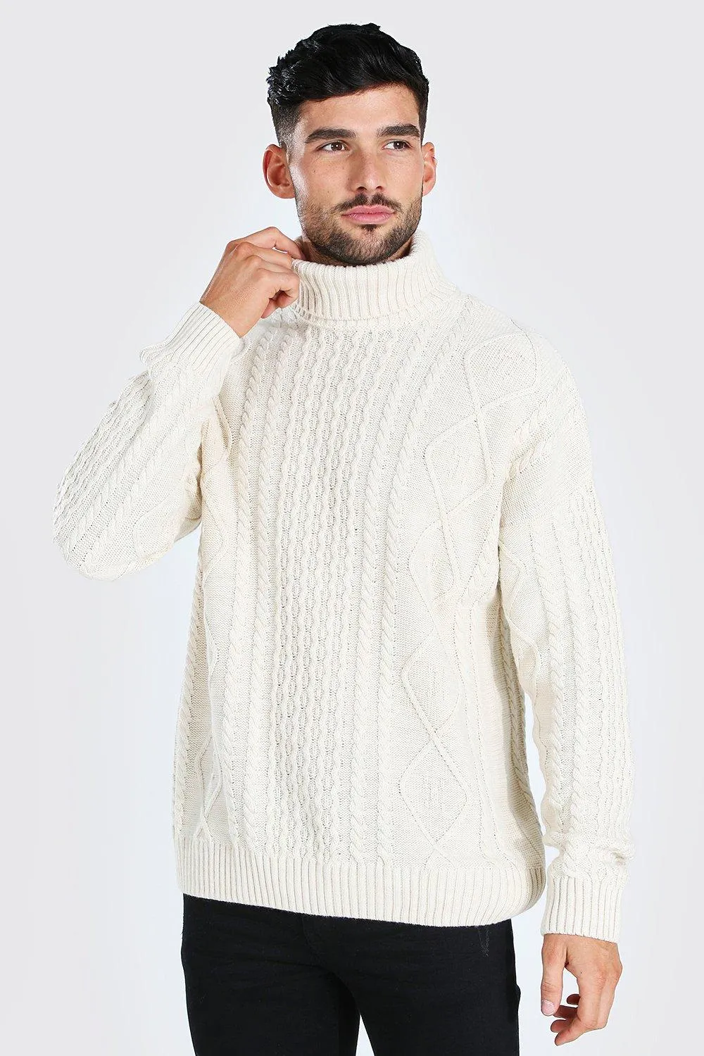 Turtleneck Chunky Cable Knit Sweater