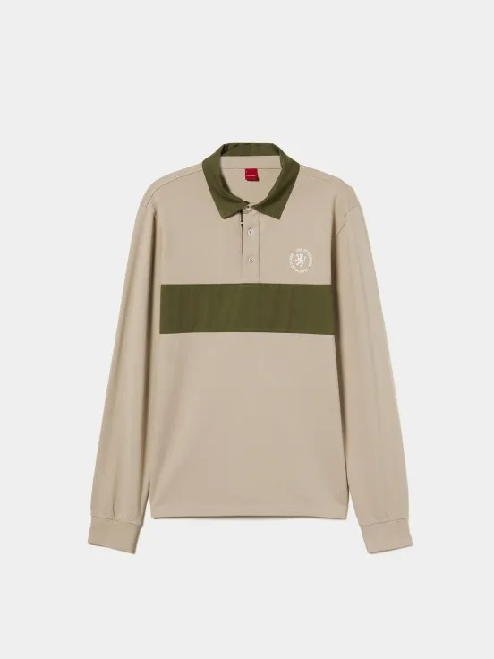 Two-tone long-sleeved polo