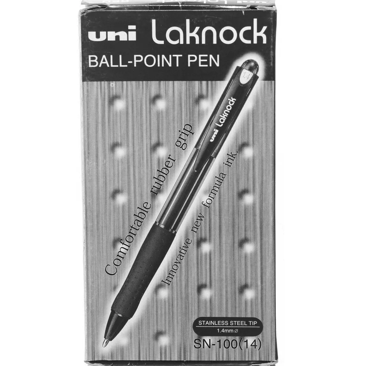 Uni-Ball SN-100 Laknock Retractable Ballpoint Pen Broad 1.4mm Black Box 12