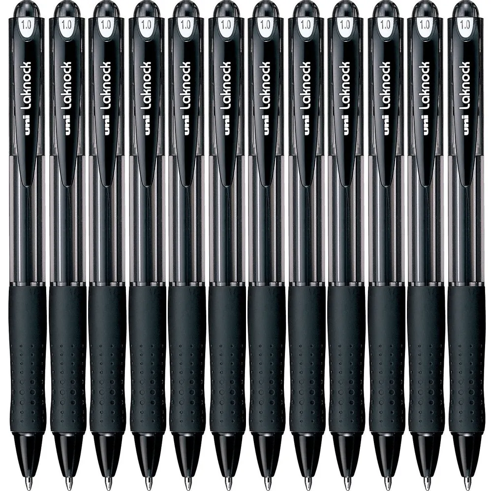 Uni-Ball SN-100 Laknock Retractable Ballpoint Pen Medium 1.0mm Black Box 12