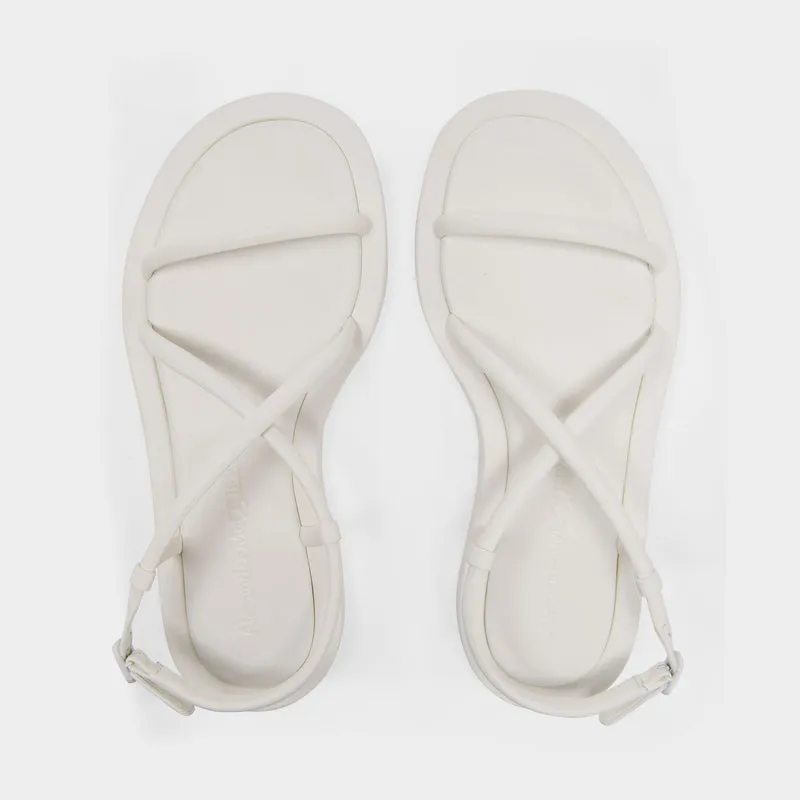 Upper and Ru Sandals in White Leather