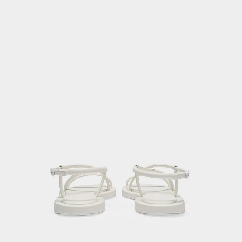 Upper and Ru Sandals in White Leather