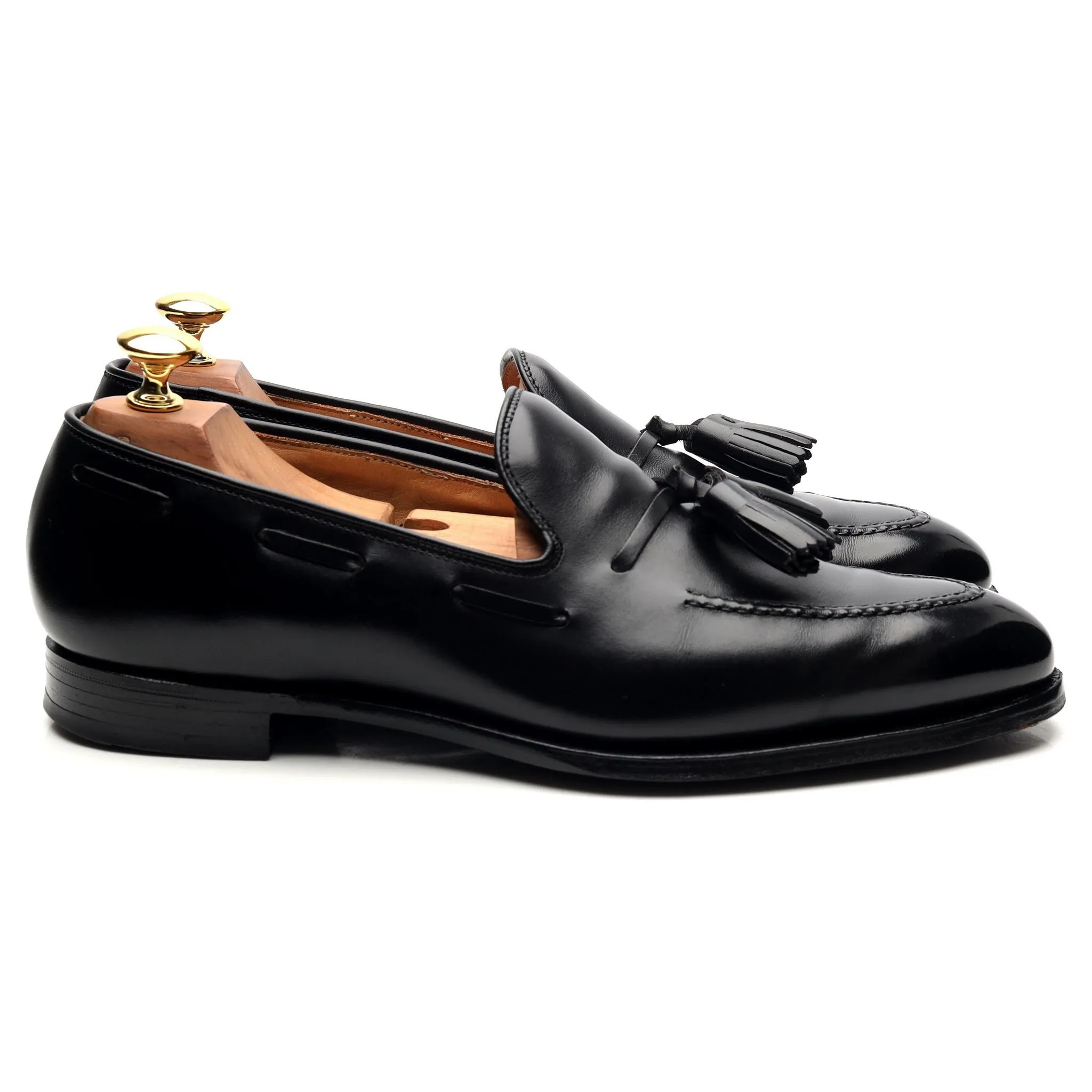 'Vincent' Black Leather Tassel Loafers UK 6 E