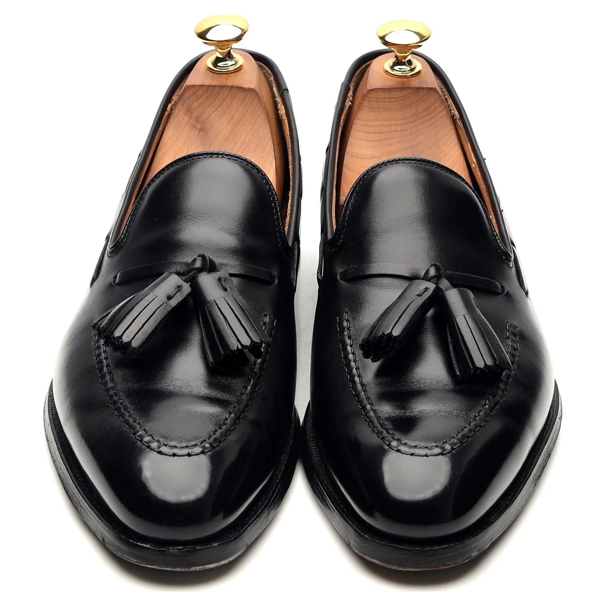 'Vincent' Black Leather Tassel Loafers UK 6 E